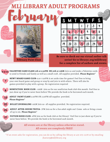 February Adult Calendar